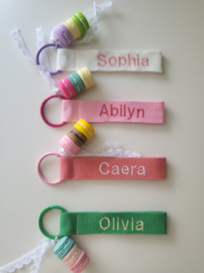 Embroidery nametag + Macaron charm