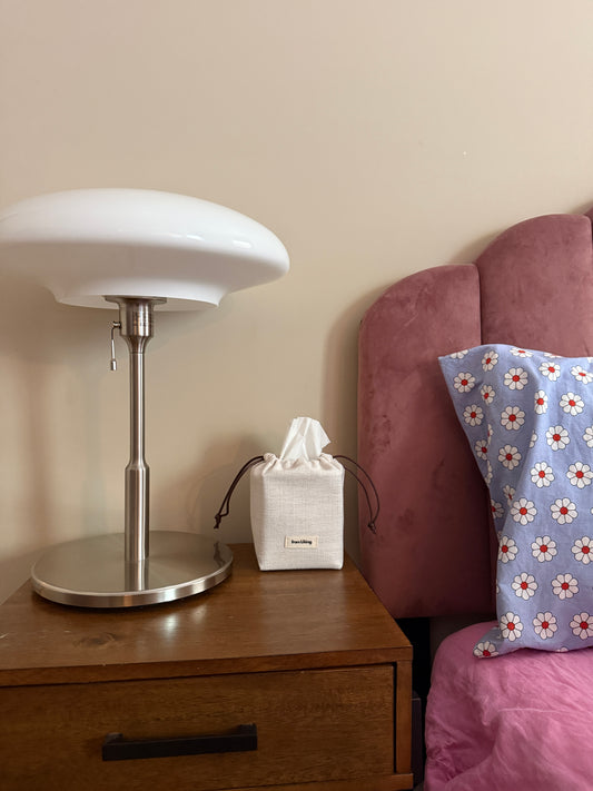 Fabric Tissue Box Cover – Minimalist Linen Style, Drawstring Design