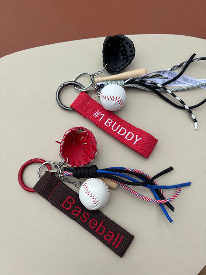 Embroidery nametag + baseball charms