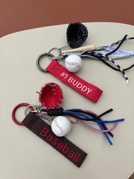 Embroidery nametag + baseball charms
