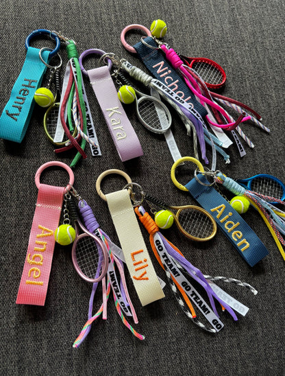 Embroidery nametag+ tennis charms