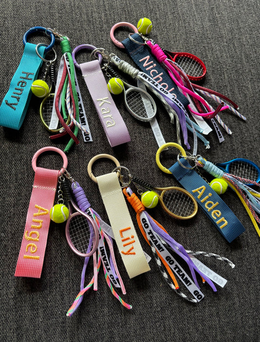 Embroidery nametag+ tennis charms