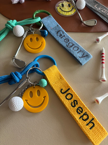 Embroidery nametag+golf charm