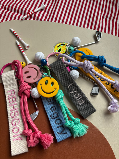 Embroidery nametag+golf charm