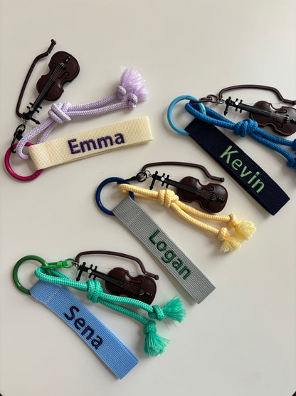 Embroidery nametag+ violin charm