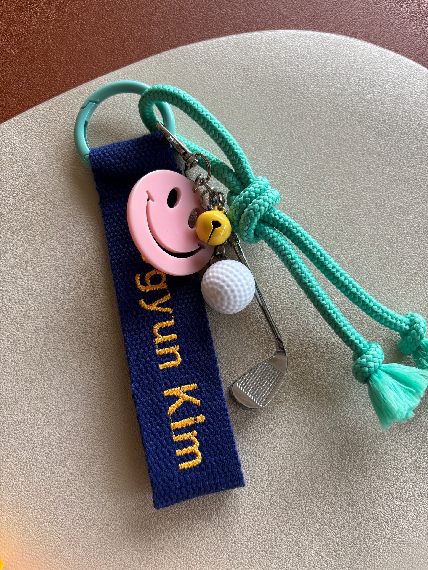 Embroidery nametag+golf charm