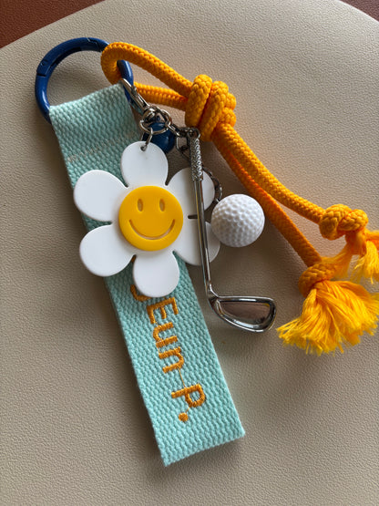 Embroidery nametag+golf charm