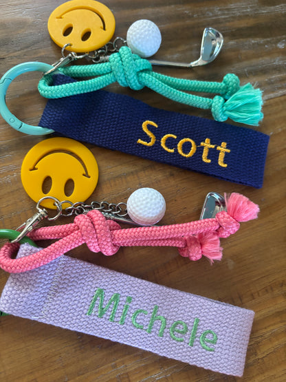 Embroidery nametag+golf charm