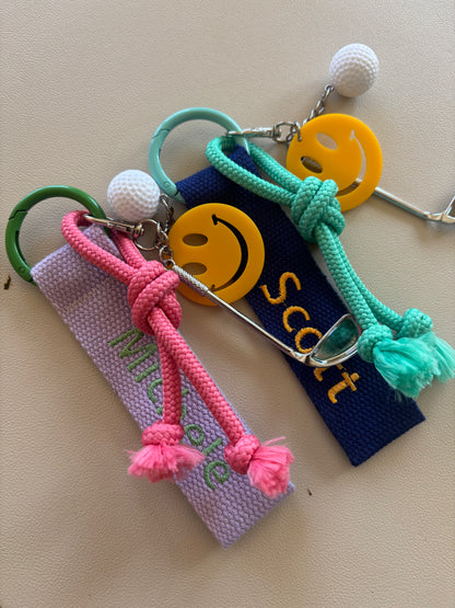 Embroidery nametag+golf charm