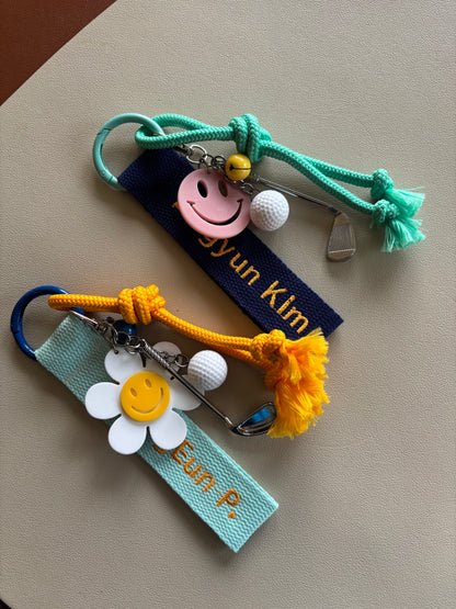 Embroidery nametag+golf charm
