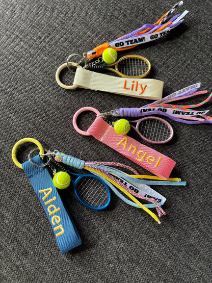 Embroidery nametag+ tennis charms