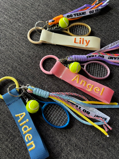 Embroidery nametag+ tennis charms