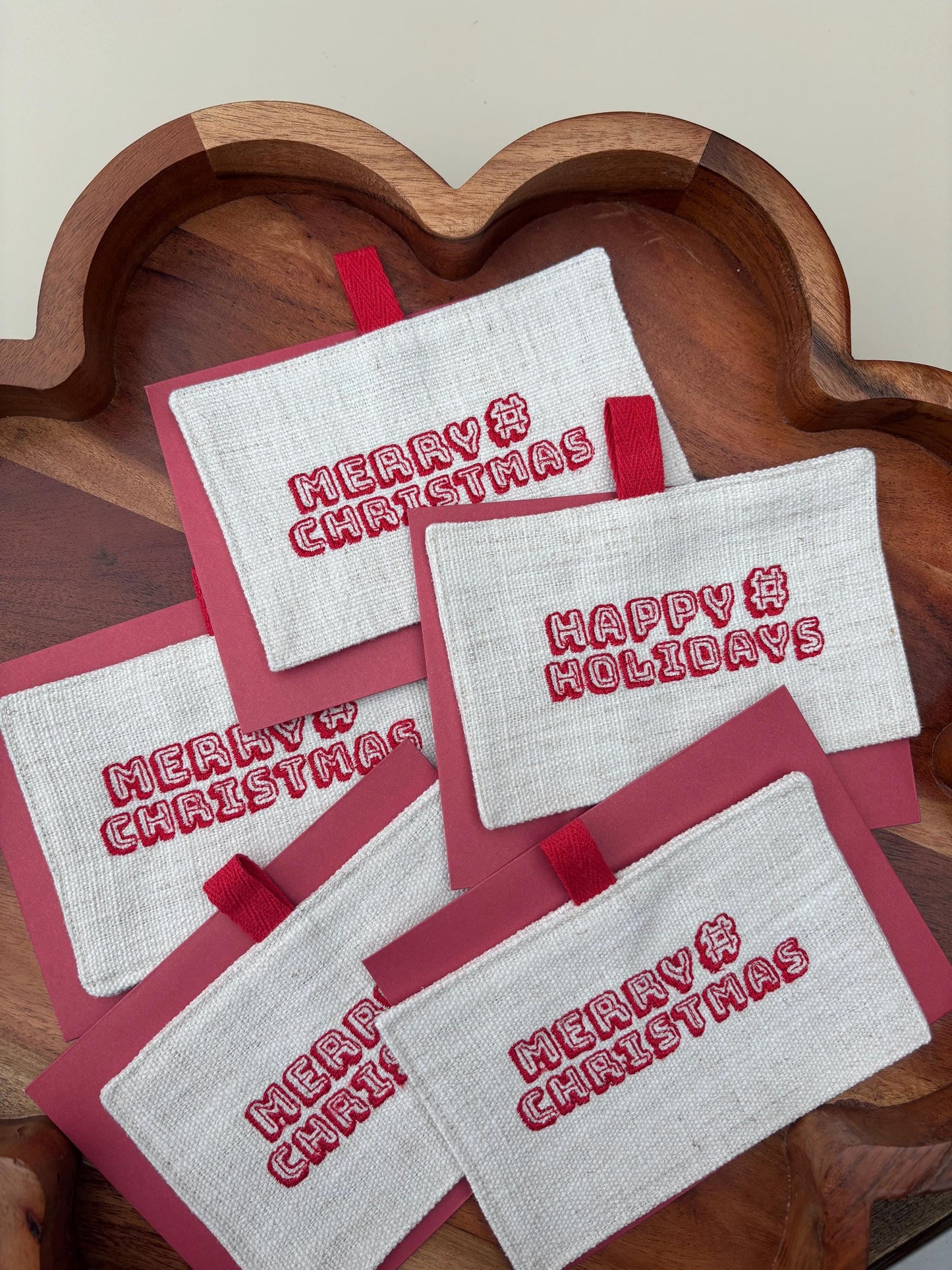 Embroidered Christmas Ornament Card – 3.5” x 5.5” (Fits 4x6 Envelope)