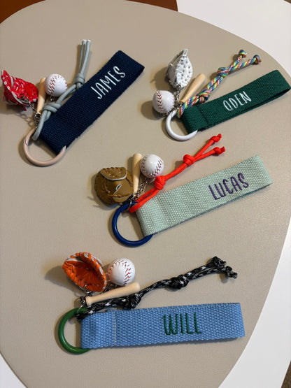 Embroidery nametag + baseball charms