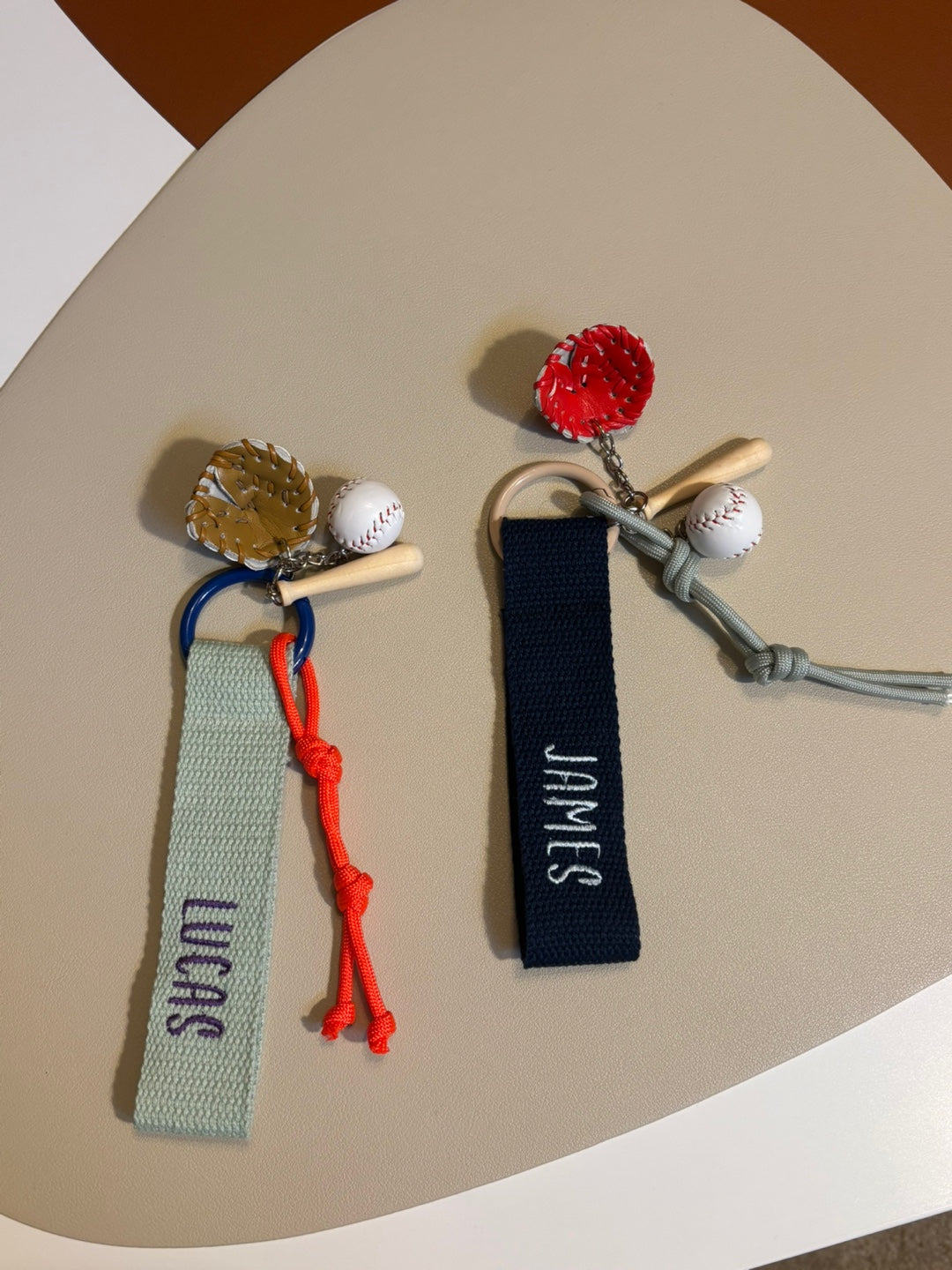 Embroidery nametag + baseball charms