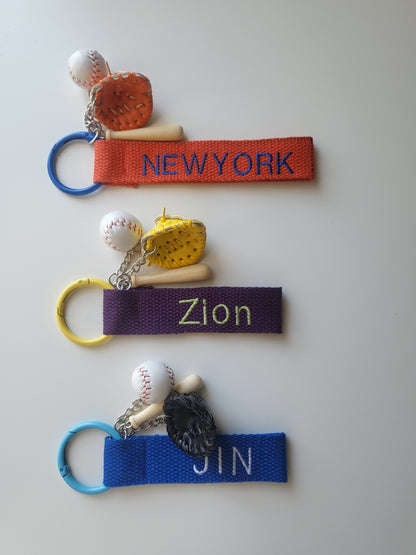 Embroidery nametag + baseball charms